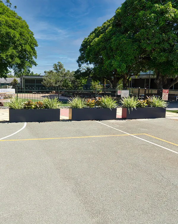 Lightweight Trough Planters used in a Public Area