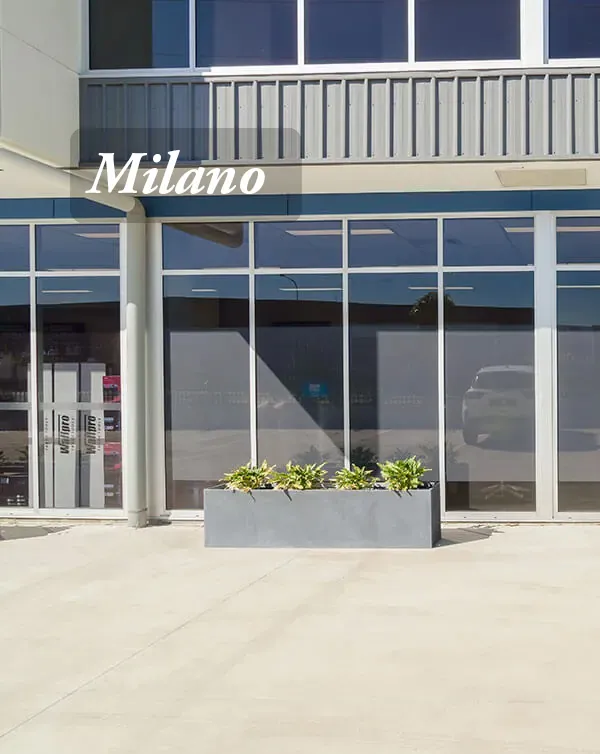 Milano Light Concrete Trough Planter parking lot